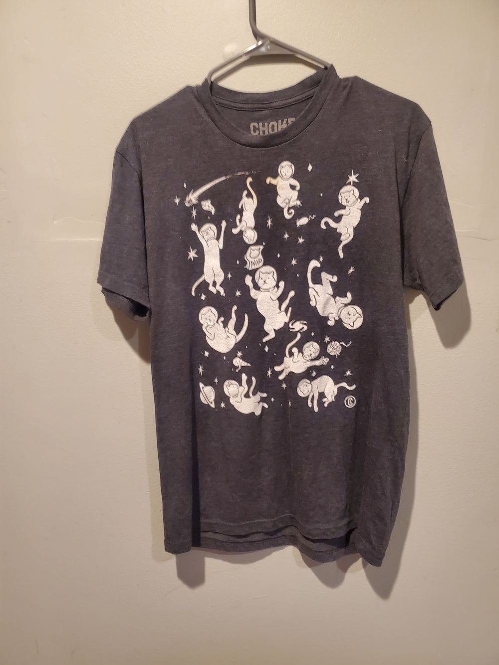 Choke Astronaut Cats Graphic Tee - Charcoal